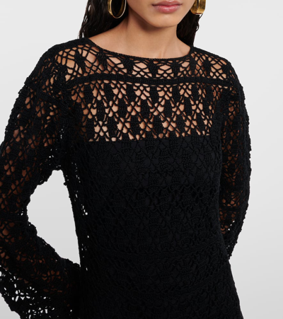 Shop Anna Kosturova Bianca Crochet Maxi Dress In Black