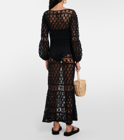 Shop Anna Kosturova Bianca Crochet Maxi Dress In Black