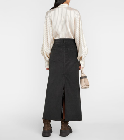 Brunello Cucinelli Cotton Corduroy Maxi Skirt In Black
