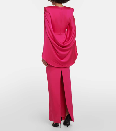Shop Alex Perry Caped Satin Crêpe Gown In Pink