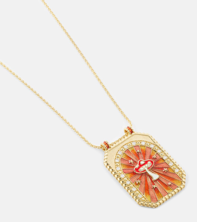 Shop Marie Lichtenberg Mushroom Scapular 18kt Gold Necklace With Diamonds