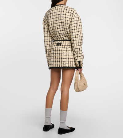 Miu Miu Embroidered Wool Blend Mini Skirt In Multicoloured