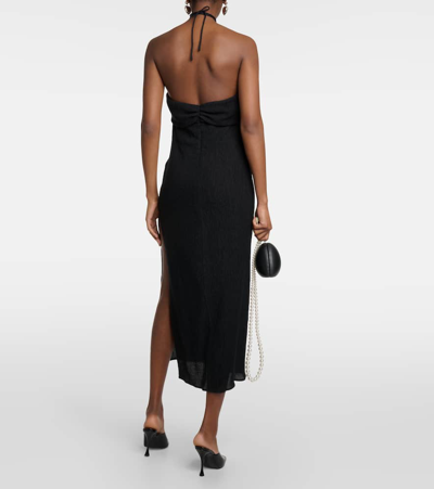 Shop Magda Butrym Pearl-detail Halterneck Midi Dress In Black