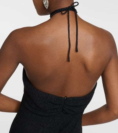 Shop Magda Butrym Pearl-detail Halterneck Midi Dress In Black