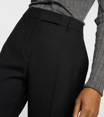 Prada Gerade High-rise-hose Aus Wolle In Black