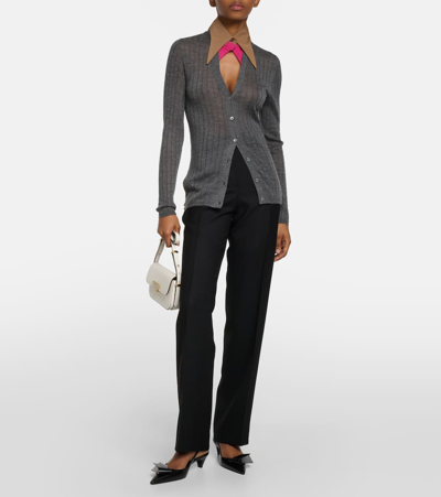 Prada Gerade High-rise-hose Aus Wolle In Black