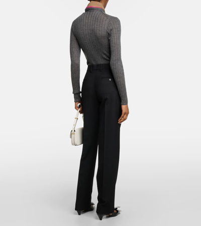 Prada Gerade High-rise-hose Aus Wolle In Black