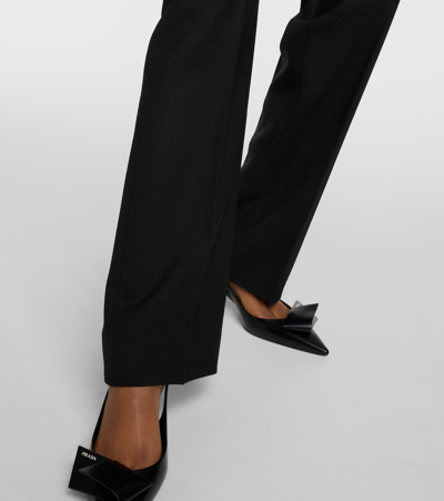 Prada Gerade High-rise-hose Aus Wolle In Black