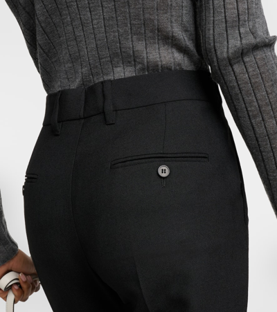 Prada Gerade High-rise-hose Aus Wolle In Black
