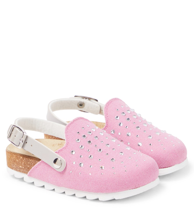 Shop Monnalisa Embellished Slingback Clogs In Pink