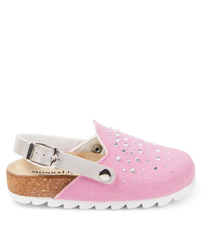 Monnalisa Embellished Slingback Clogs In Pink