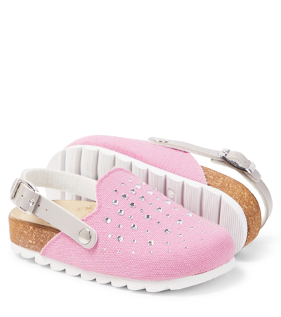 Monnalisa Embellished Slingback Clogs In Pink