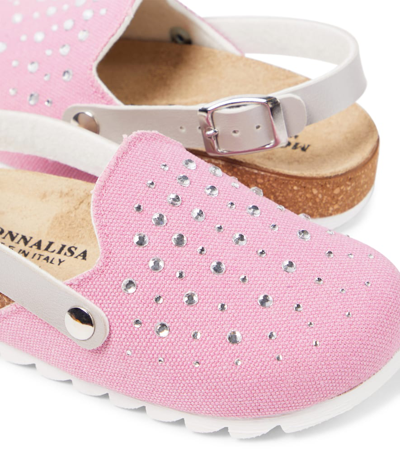 Monnalisa Embellished Slingback Clogs In Pink
