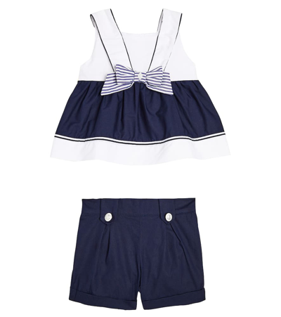 Patachou Baby Cotton Top And Shorts Set In Blue