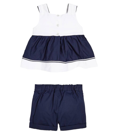 Shop Patachou Baby Cotton Top And Shorts Set In Blue