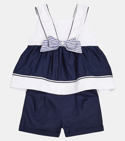 Patachou Baby Cotton Top And Shorts Set In Blue