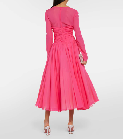Shop Giambattista Valli Silk Georgette Midi Dress In Pink