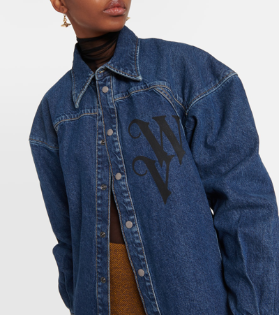 Shop Vivienne Westwood Logo Denim Shirt In Blue