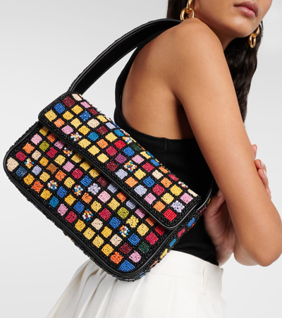 Shop Staud Tommy Beaded Shoulder Bag In Multicoloured