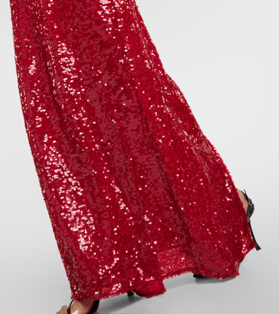 Shop Erdem Bow-detail Sequined Maxi Dress In Red
