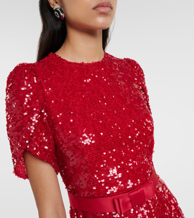 Shop Erdem Bow-detail Sequined Maxi Dress In Red
