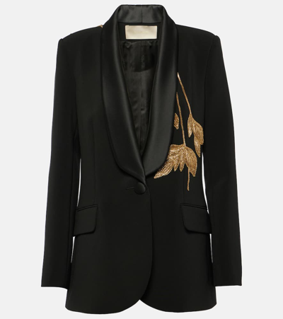 Shop Elie Saab Embellished Cady Tuxedo Jacket In Black