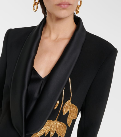Shop Elie Saab Embellished Cady Tuxedo Jacket In Black
