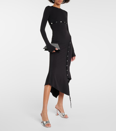 Amina Muaddi Superamini Yigit Crystal-embellished Satin Clutch In Black