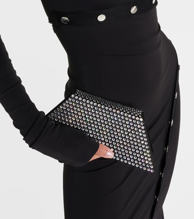 Amina Muaddi Superamini Yigit Crystal-embellished Satin Clutch In Black