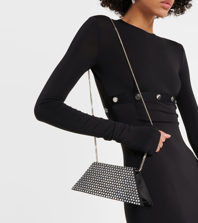 Amina Muaddi Superamini Yigit Crystal-embellished Satin Clutch In Black
