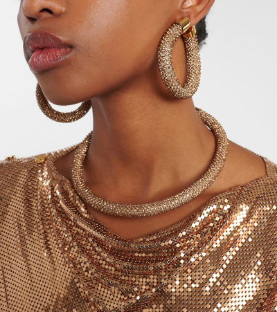 Shop Rabanne Pixel Tube Earrings In Gold