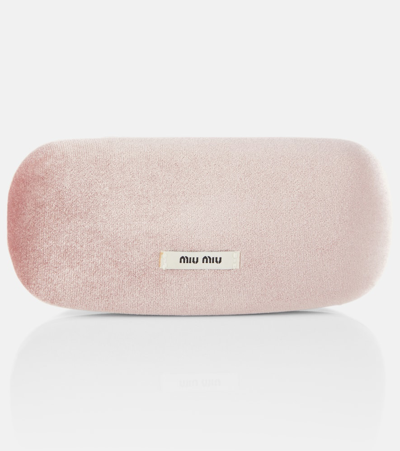 Miu Miu Logo Round Sunglasses In Black