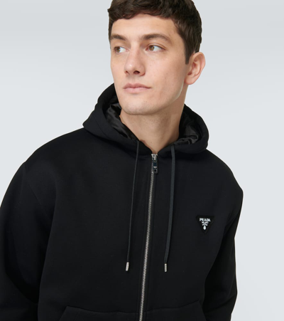 Prada Cotton-blend Fleece Jacket In Black