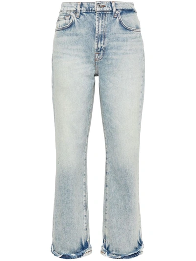 Shop 7 For All Mankind Logan Cropped Denim Jeans In Clear Blue
