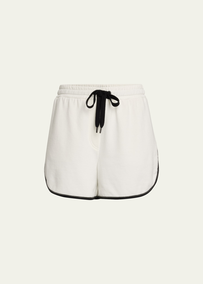 Shop Brunello Cucinelli Cotton Felpa Track Shorts With Monili Detail In C7220 Off White