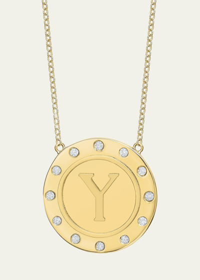 Shop Tracee Nichols 14k Gold Initial Token Necklace With Diamonds In Y