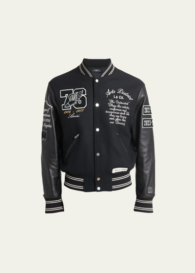 Shop Amiri Men's Embroidered Eagle Applique Varsity Jacket In Black