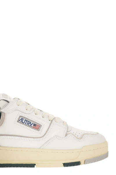 Shop Autry Clc - Leather Sneakers In White/green