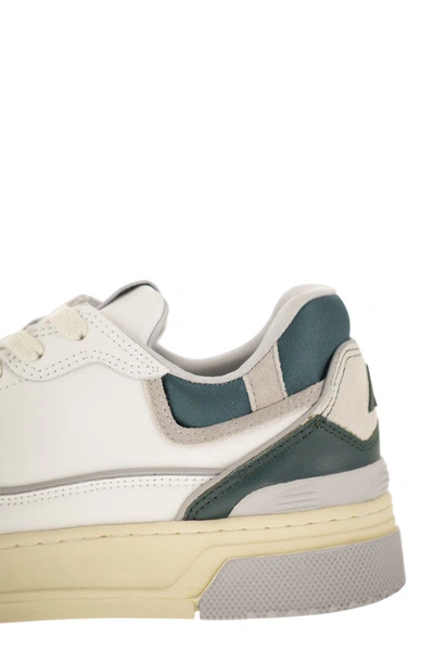 Shop Autry Clc - Leather Sneakers In White/green