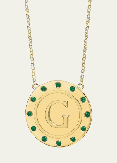 Shop Tracee Nichols 14k Gold Initial Token Necklace With Emeralds