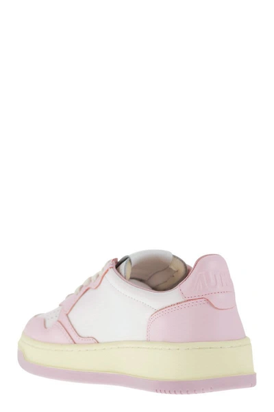Shop Autry Medalist Low - Two-tone Leather Sneakers In White/pink