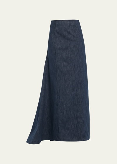 Shop Brunello Cucinelli Denim Lurex Mermaid Maxi Skirt In C105 Blue