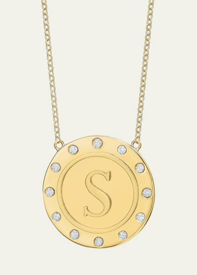Shop Tracee Nichols 14k Gold Initial Token Necklace With Diamonds In S