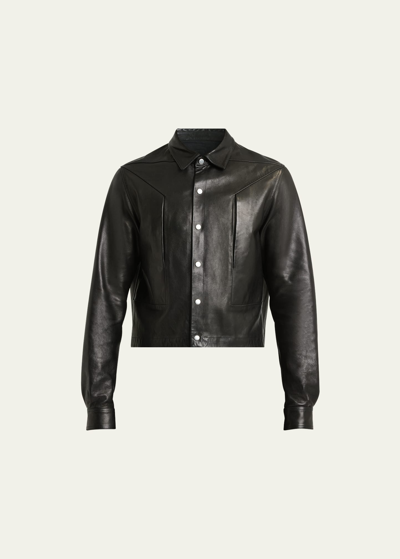 Shop Rick Owens Men's Alice Nappa Leather Cropped Blouson Jacket In Black