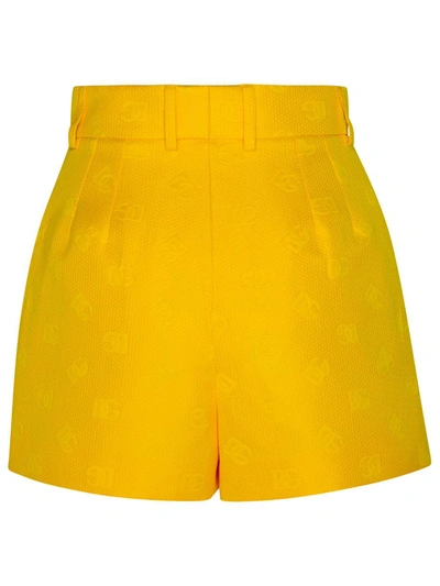 Shop Dolce & Gabbana Yellow Cotton Blend Shorts