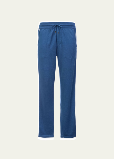 Shop Loro Piana Men's Cashmere Drawstring Leisure Sweatpants In Blue/navy