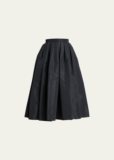 Shop Alexander Mcqueen Pleated Polyfaille Circle Midi Skirt In Mnite Bw