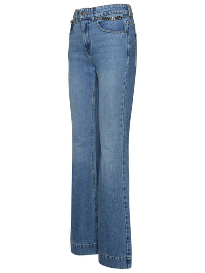 Shop Stella Mccartney 'falabella Chain' Light Blue Cotton Jeans