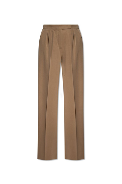 Shop Max Mara Libbra Pleat Front Trousers In Brown