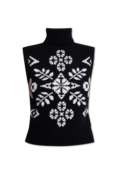 Shop Max Mara Vivy Graphic Intarsia Vest In Black